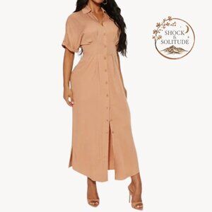 Fashion Nova Tan Midi Dress